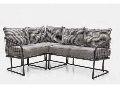 Ensemble de salon canapé en L canapé en métal avec coussins chaises table en métal