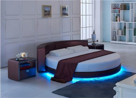Canapé moderne rembourré avec éclairage LED Bordeaux rond