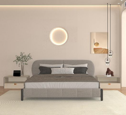 Lit rembourré gris élégant