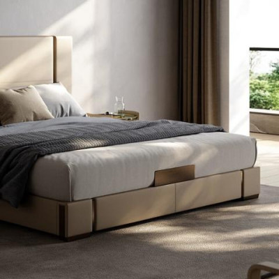 Lit rembourré moderne luxueux en beige