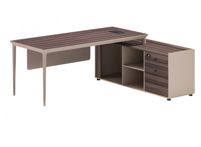 Bureau beige en bois avec espace de rangement et design moderne pour bureau