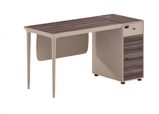 Bureau moderne en bois beige-brun avec tiroirs élégants