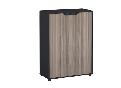 Commode moderne avec effet bois brun et noir et surface de qualité avec tiroirs de rangement