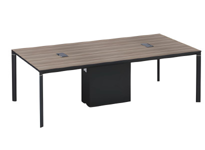 Table de conférence noire moderne avec gestion des câbles