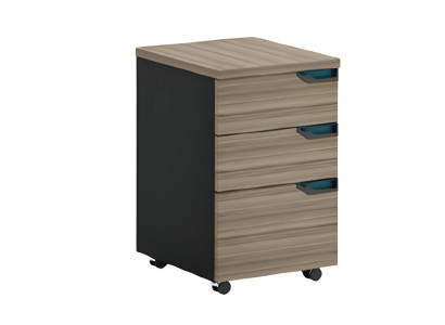 Armoire mobile marron-noir avec 3 tiroirs pour bureau