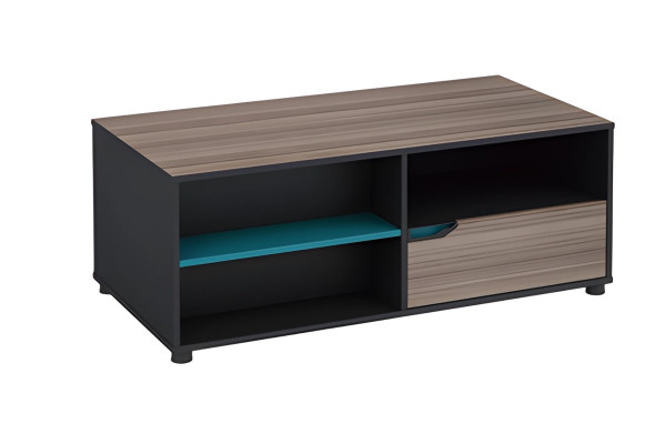 Table basse moderne avec effet bois brun et noir et tiroir pour le salon