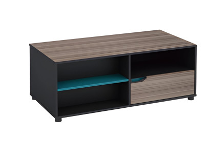Table basse moderne avec effet bois brun et noir et tiroir pour le salon