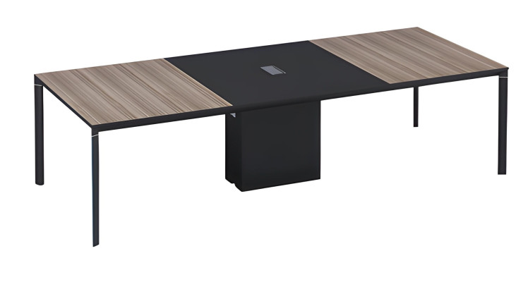 Table de conférence Stort avec effet bronze noir et passe-câbles