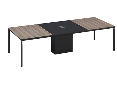 Table de conférence Stort avec effet bronze noir et passe-câbles