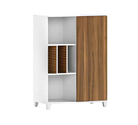 Armoire en bois blanche moderne avec étagères ouvertes et portes élégantes