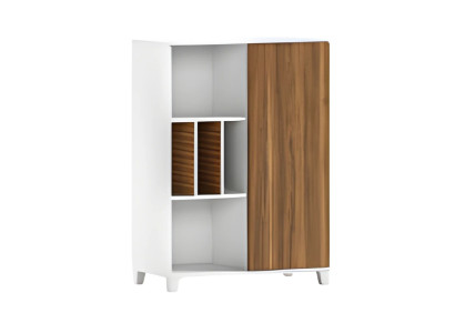 Armoire en bois blanche moderne avec étagères ouvertes et portes élégantes