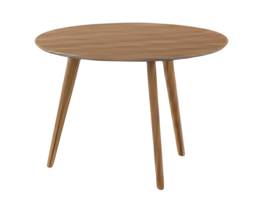 Table basse moderne avec plateau rond et pieds en bois simples