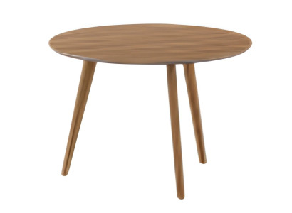Table basse moderne avec plateau rond et pieds en bois simples