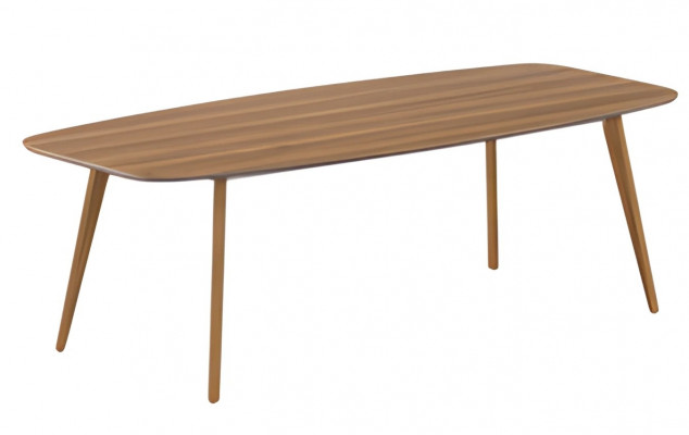 Table à manger moderne avec une surface élégante et des pieds en bois simples
