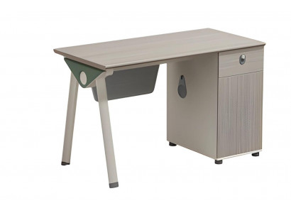 Bureau beige avec effet bois et rangement moderne pour bureaux et maisons