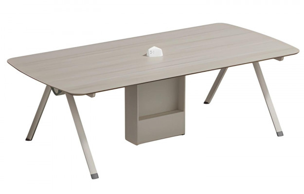 Table d'appoint moderne beige avec rangement et tiroir intégré