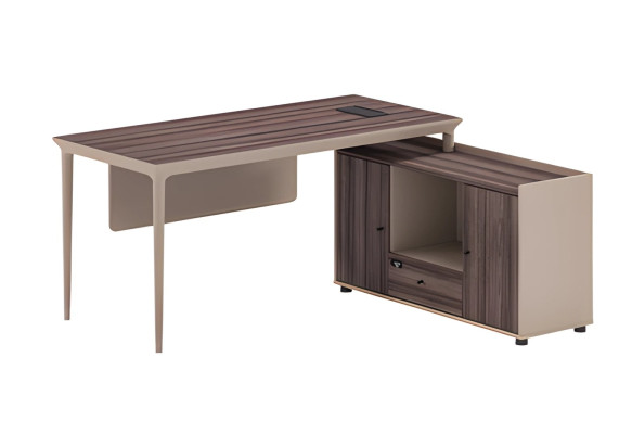 Table d'angle en bois brun moderne avec espace de rangement