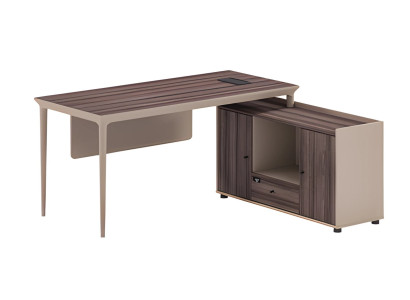 Table d'angle en bois brun moderne avec espace de rangement