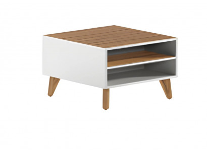 Table basse scandinave moderne en blanc et marron