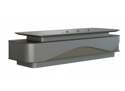 Bureau moderne gris et noir avec espace de rangement luxueux et gestion des câbles