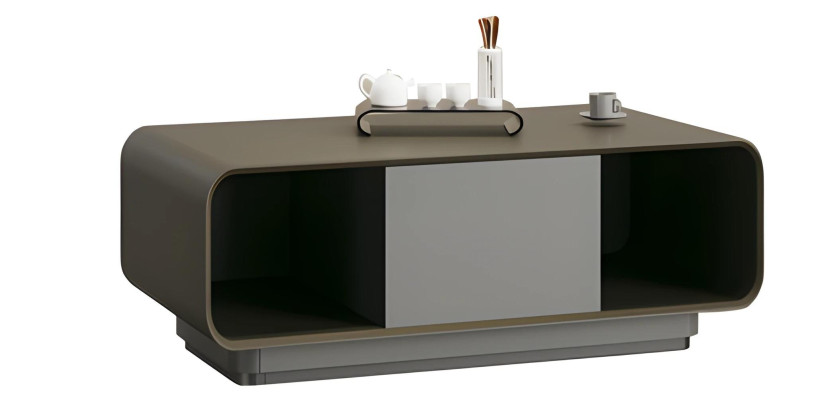Table basse de conception moderne noire et grise avec espace de rangement