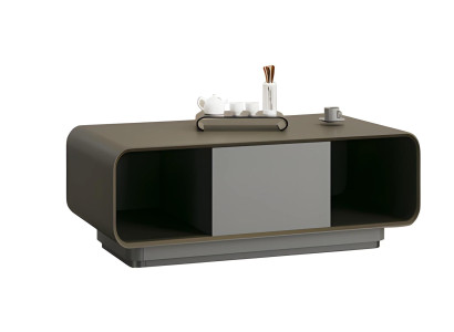 Table basse de conception moderne noire et grise avec espace de rangement