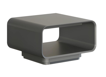 Table de design moderne gris et noir avec étagère ouverte dans un style minimaliste