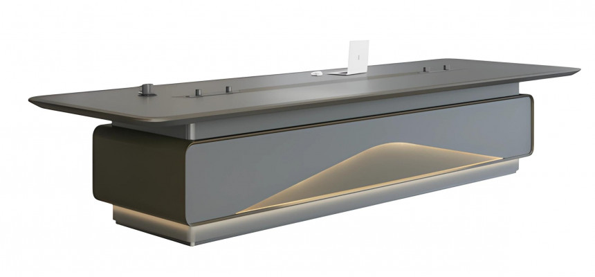 Table de conférence luxueuse avec éclairage LED gris