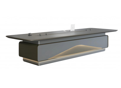 Table de réunion éclairée par LED avec connexions techniques