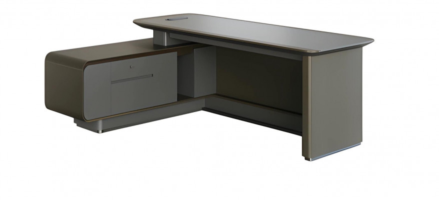 Table d'angle moderne grise avec espace de rangement