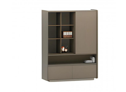 Armoire de bureau en bois brun moderne avec étagères et tiroirs pour documents