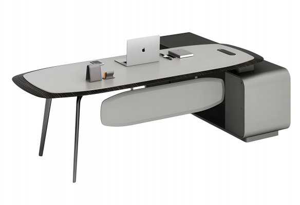 Table moderne noir et gris avec un design élégant et un espace de rangement