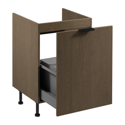 Armoire à déchets sous le bureau avec récipient en bois