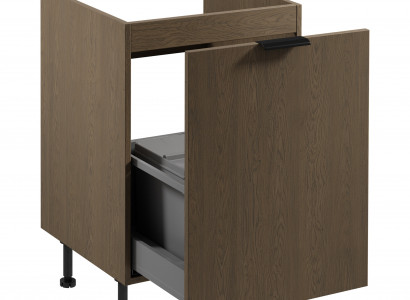Armoire à déchets sous le bureau avec récipient en bois