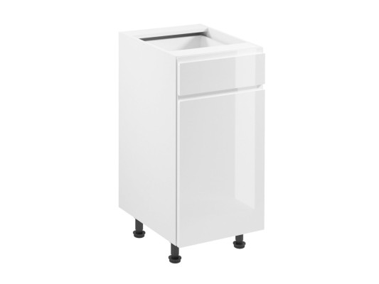 Armoire de cuisine blanche avec tiroirs et pieds