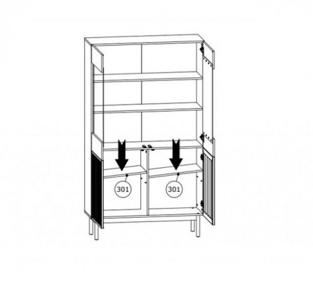 Vitrine Puinen avec portes en verre