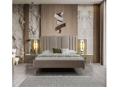 Ensemble de meubles élégant 3 pièces avec lit et tables de nuit