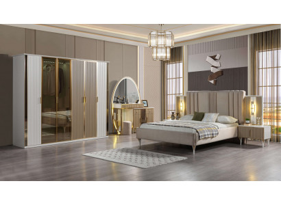 Ensemble de lit moderne 6 pièces avec tables de chevet