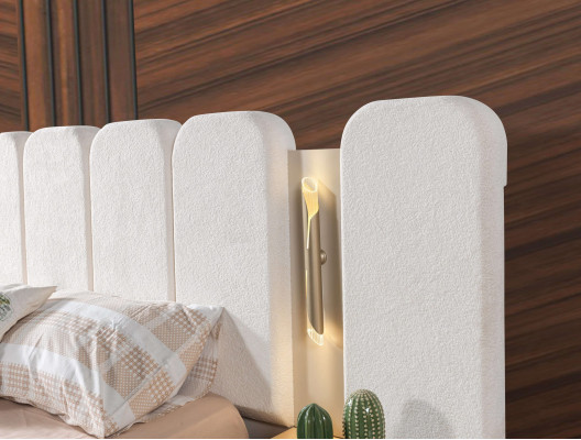 Lit Verhoiltu pour la chambre à coucher, ensemble de 3 pièces avec 2 tables de nuit