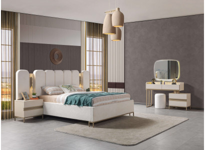 Ensemble de meubles de chambre à coucher parfait, comprenant une commode, un miroir, un lit et des tables de nuit