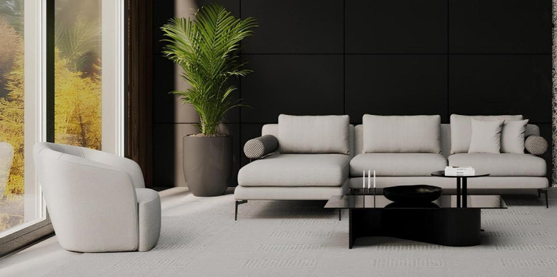 Canapé d'angle avec fauteuil, où le confort réside