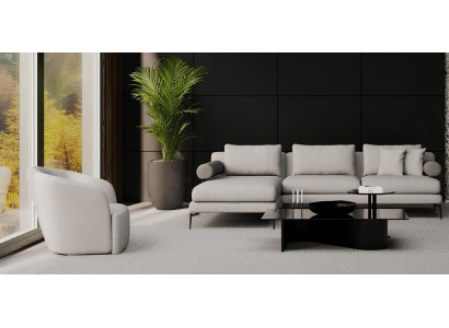 Canapé d'angle avec fauteuil, où le confort réside
