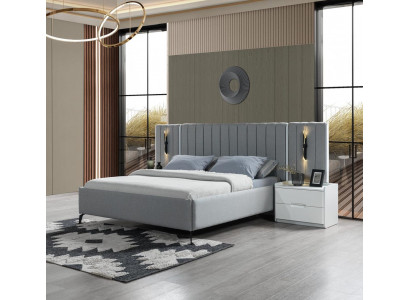 Ensemble de meubles de chambre à coucher avec lit et 2 tables de nuit modernes