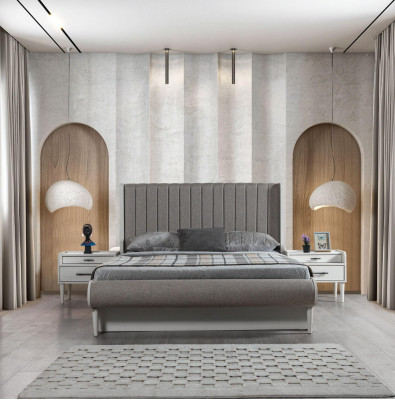 Ensemble de meubles élégant 3 pièces avec lit + 2 tables de nuit