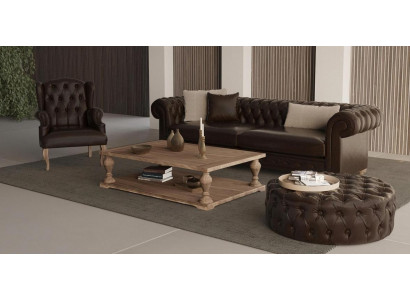 Canapé élégant, fauteuil et pouf. Un véritable confort