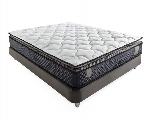 Lit moderne gris avec matelas en textile et en bois