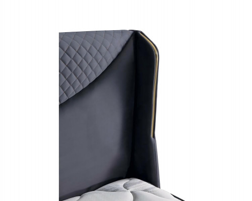 Lit moderne gris avec matelas en textile et en bois