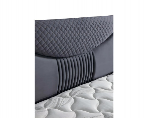 Lit moderne gris avec matelas en textile et en bois