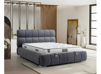 Lit bleu moderne avec matelas en textile et en bois