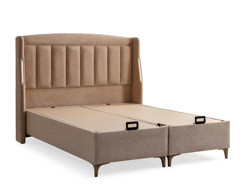 Lit en bois élégant avec matelas en textile et en bois